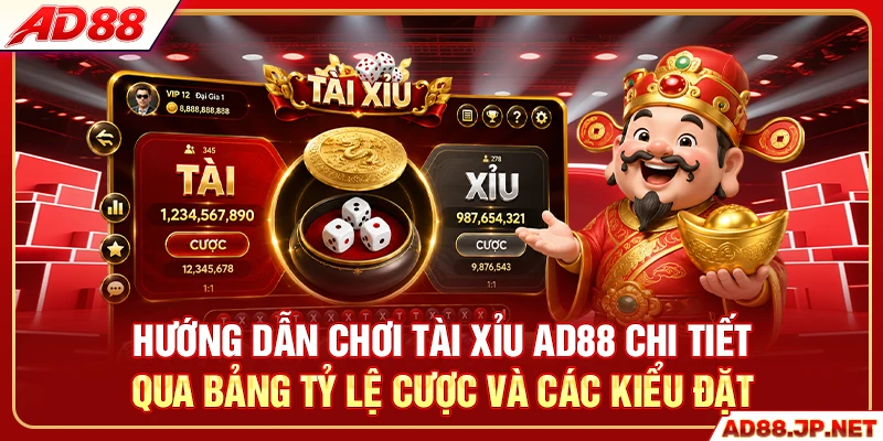 Hướng dẫn chơi tài xỉu AD88 chi tiết qua bảng tỷ lệ cược và các kiểu đặt